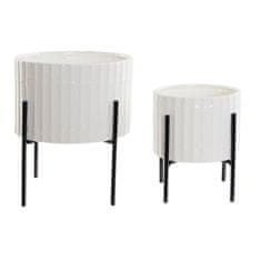 DKD Home Decor Komplet loncev DKD Home Decor Keramika Črna Kovina Bela (13,5 x 13,5 x 16 cm)