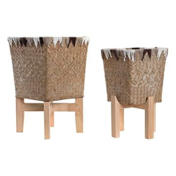 DKD Home Decor Komplet loncev DKD Home Decor 22 x 22 x 35 cm Naravni les Boho
