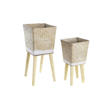 DKD Home Decor Komplet loncev DKD Home Decor Naravni les 22 x 22 x 48 cm Boho