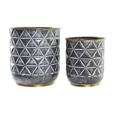 DKD Home Decor Komplet loncev DKD Home Decor Grey Golden Metal Iron Squared 33 x 33 x 35 cm