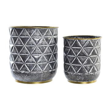 DKD Home Decor Komplet loncev DKD Home Decor Grey Golden Metal Iron Squared 33 x 33 x 35 cm