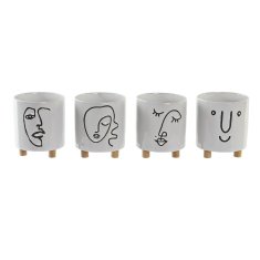 DKD Home Decor Lonček DKD Home Decor Face Stoneware 4 enote (13,5 x 13,5 x 15,5 cm)