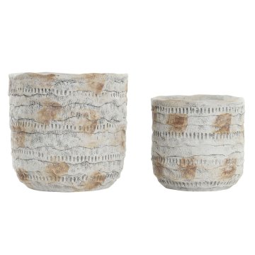 DKD Home Decor Komplet loncev DKD Home Decor Sivo rjava cement (18 x 18 x 17,5 cm)