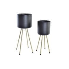 DKD Home Decor Komplet loncev DKD Home Decor Black Golden Metal Modern (23 x 23 x 60 cm)
