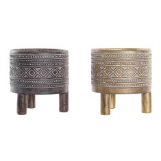 DKD Home Decor Sadilnik DKD Home Decor Zlato rjava smola Kolonialni etnični (14 x 14 x 14,5 cm) (2 enoti)