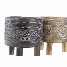 DKD Home Decor Sadilnik DKD Home Decor Zlato rjava smola Kolonialni etnični (14 x 14 x 14,5 cm) (2 enoti)