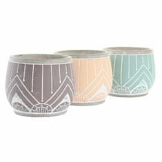 DKD Home Decor Lonček DKD Home Decor Brown Cement Green Yellow (16 x 16 x 13 cm) (3 enote)