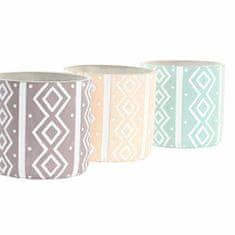 DKD Home Decor Lonček DKD Home Decor Brown Cement Green Yellow Ikat (14 x 14 x 13 cm) (3 enote)