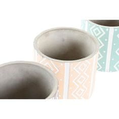 DKD Home Decor Lonček DKD Home Decor Brown Cement Green Yellow Ikat (14 x 14 x 13 cm) (3 enote)