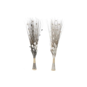 DKD Home Decor Šopek DKD Home Decor Bela svetlo siva Suho cvetje (35 x 25 x 150 cm) (2 enoti)