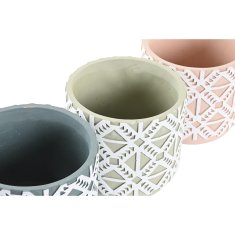 DKD Home Decor Sadilnik DKD Home Decor Modra roza oranžna oranžna cement zelena Boho (16,5 x 16,5 x 15,5 cm) (4 enote)