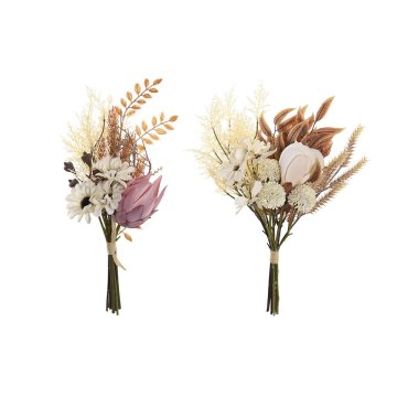 DKD Home Decor Šopek DKD Home Decor Roza Rjava Oranžna Poliester Polietilen Bela (20 x 20 x 44 cm) (2 enoti)