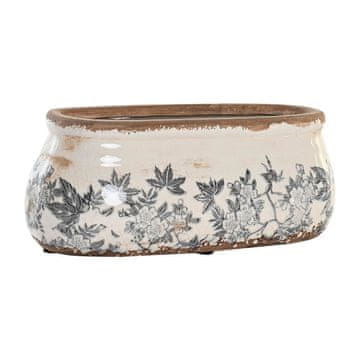 DKD Home Decor Sadilnik DKD Home Decor Grey White Flowers Stoneware Shabby Chic (23 x 10 x 9 cm)