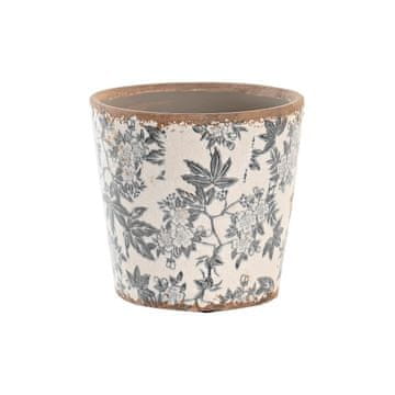 DKD Home Decor Sadilnik DKD Home Decor Grey White Flowers Stoneware Shabby Chic (14 x 14 x 14 cm)