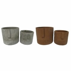 DKD Home Decor Komplet sadilnikov DKD Home Decor Face Grey Brown Cement Urban (2 enoti) (17 x 17 x 15 cm)