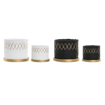 DKD Home Decor Lonček DKD Home Decor Black Cement White Urban (2 kosa) (2 enoti) (20 x 20 x 18 cm)