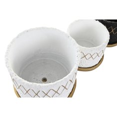 DKD Home Decor Lonček DKD Home Decor Black Cement White Urban (2 kosa) (2 enoti) (20 x 20 x 18 cm)
