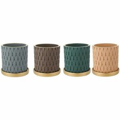 DKD Home Decor Lonček DKD Home Decor Grey Golden Brown Cement Green Urban (15 x 15 x 15 cm) (4 enote)