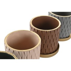 DKD Home Decor Lonček DKD Home Decor Grey Golden Brown Cement Green Urban (15 x 15 x 15 cm) (4 enote)