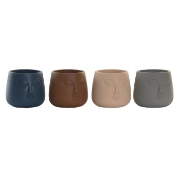 DKD Home Decor Lonček DKD Home Decor Face Cement (16 x 16 x 14 cm) (4 enote)