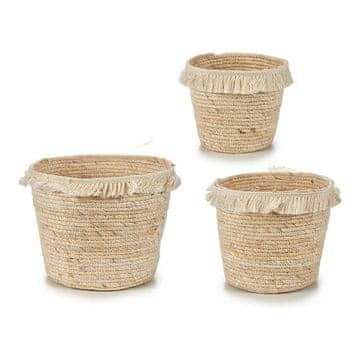 Gift Decor Lonček za sadike Bež tkanina Slama Naravna rjava (3 kosi)