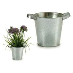 BigBuy Lonec za rastline Vedro cink srebrno (16,2 x 14 x 20 cm)