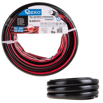 GEKO Vrtna cev, ojačana 10m, 1" BLACK&RED G73691
