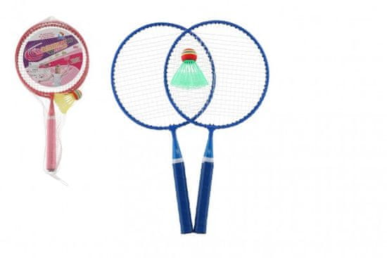 Teddies Set za badminton za otroke kovina/plastenke 2 palici + 1 košara 2 barvi v mreži
