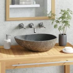 Vidaxl vidaXL Umivalnik iz rečnega kamna, ovalen, (37-46) x (29-36) cm