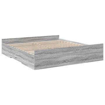 Vidaxl Posteljni okvir s predali siva sonoma 180x200 cm inženirski les