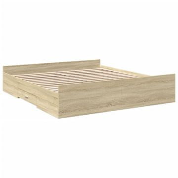 Vidaxl Posteljni okvir s predali sonoma hrast 200x200cm inženirski les