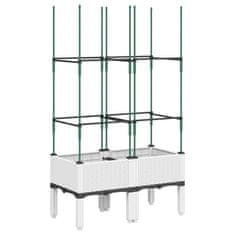 Vidaxl Cvetlično korito z oporno mrežo belo 80x40x142,5 cm PP