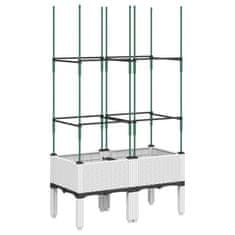 Vidaxl Cvetlično korito z oporno mrežo belo 80x40x142,5 cm PP