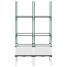 Vidaxl Cvetlično korito z oporno mrežo belo 80x40x142,5 cm PP
