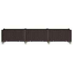 Vidaxl Cvetlično korito s kolesi rjavo 240x50x54 cm PP