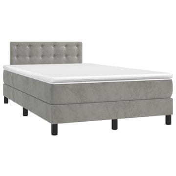 Vidaxl Box spring postelja z vzmetnico svetlo siva 120x190 cm žamet