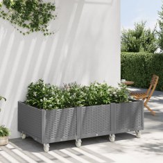 shumee Cvetlično korito s kolesi svetlo sivo 150x80x54 cm PP