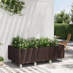 shumee Cvetlično korito s kolesi rjavo 150x80x54 cm PP
