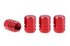 AMIO aluminijasti pokrovčki ventilov rdeči 4 kosi amio-02238
