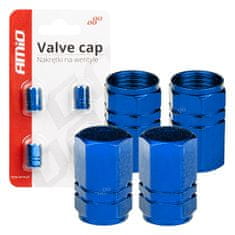 AMIO aluminijasti pokrovčki ventilov modri 4 kosi amio-02239