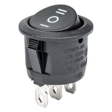 slomart Vklopno stikalo AMiO okroglo, 6A/230V, črno, ON-OFF-ON