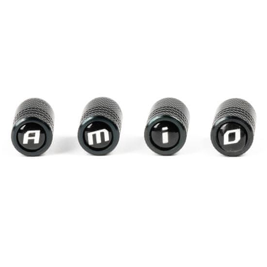 AMIO aluminijasti pokrovčki ventilov črni amio-03277
