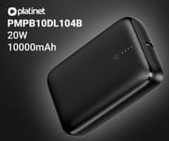 Platinet PMPB10DL104W powerbank polnilna baterija, 10000 mAh, PD 3.0, USB-A, USB-C, črna