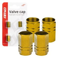 AMIO aluminijasti pokrovčki ventilov rumeni 4 kosi amio-03633