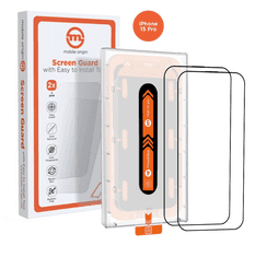 Mobile-origin Orange Screen Guard iPhone 15 Pro z enostavnim nanašanjem 2x zaščitna stekla
