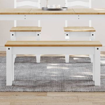 Vidaxl vidaXL Panamska miza klop bela 105x30x45 cm masivni borov les