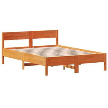 Vidaxl Posteljni okvir brez vzmetnice vošč. rjav 150x200 cm borovina