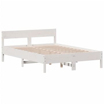 Vidaxl Posteljni okvir brez vzmetnice bel 120x190 cm trdna borovina