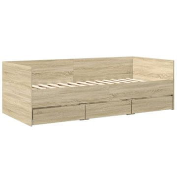 Vidaxl Dnevna postelja s predali brez vzmetnice sonoma hrast 90x200 cm
