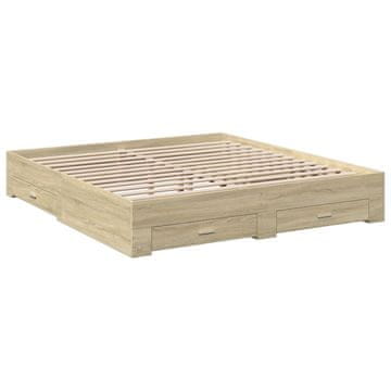 Vidaxl Posteljni okvir s predali sonoma hrast 180x200cm inženirski les